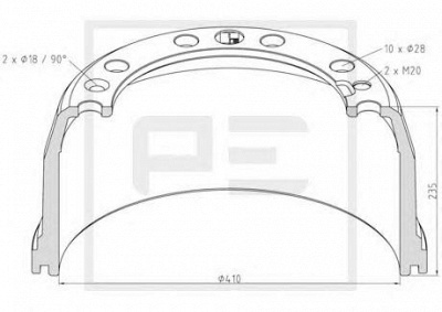 PE AUTOMOTIVE 14613600a -  Тормозной барабан